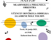 Mladinski pihalni orkester in učenci bovškega oddelka Glasbene šole Tolmin